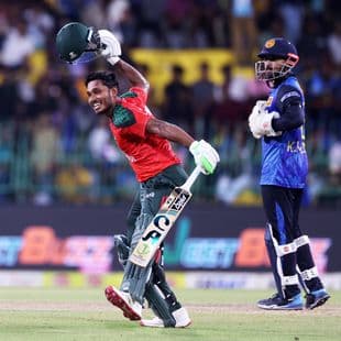 Watch moment Bangladesh seal 'massive' T20 series in Sri Lanka with eight-wicket win