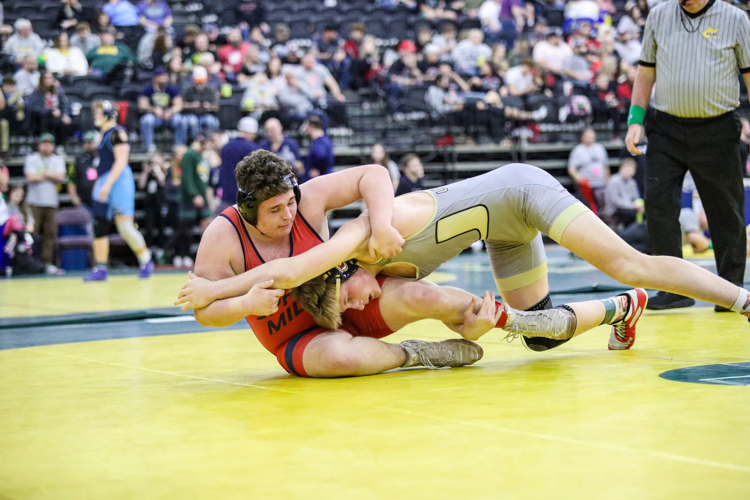 University, Ripley out to early leads at state wrestling