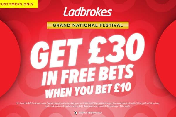 £30 Free Bets for Grand National When You Bet £5 with Ladbrokes